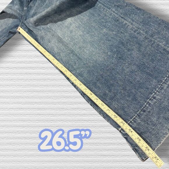 GAP High Rise Wide Leg Jeans 6/28 Short Medium Wash 100% Cotton 90s Pleated - Picture 6 of 9